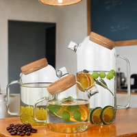 Carafe en verre borosilicate sans BPA, faite à la main, avec couvercle en liège, ensemble de carafes pour eau potable
