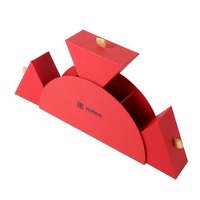 Boîte en carton rigide rouge semi-ronde personnalisée unique avec estampage à chaud et gaufrage pour sushis et cadeaux de Noël
