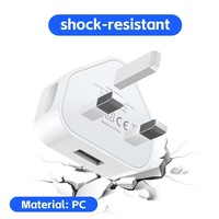 Adaptateur d'alimentation sécurisé avec prise britannique 5V1A, port USB-A, charge rapide QC3.0, protection OTP, certifié CE, chargeur mural 3 broches