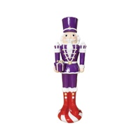 Statue artisanale personnalisée en résine, Casse-noisette violet prune, avec cadeau sculpté et bottes en forme de canne à sucre, pour la décoration de table et d'entrée des fêtes