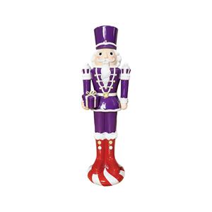 Estatua de Cascanueces Artesanal de Resina Personalizada en Color Morado Ciruela con Botas Esculpidas de Regalo y Bastón de Caramelo para Decoración Navideña de Mesa y Entrada - Product Image 1