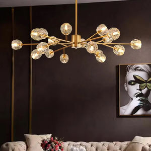 Lustre moderne en cristal Lampe de luxe pour salon et chambre à coucher Luminaire nordique tout cuivre à led - Product Image 2