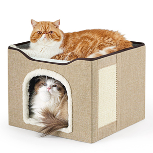 Cueva para gatos grande para casa de gatos con bola esponjosa y almohadilla para rascar, escondite plegable para gatos, casa para mascotas - Product Image 1