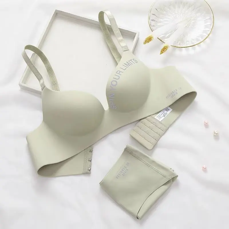 ZZYUP-Bralette con letras para chica joven, copa A y B, sin costuras, Sexy, bragas, conjuntos de bragas de realce