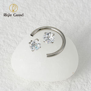 Phải Lớn ASTM F136 Titan 16G Thông tư Barbell vách ngăn CZ móng ngựa tragus Bông tai Hoop Vòng mũi Stud xuyên cơ thể đồ trang sức - Product Image 4