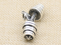 Collier pour homme en argent pur S925, style européen et américain, avec pendentif haltère et barre de musculation, chaîne de pull imposante