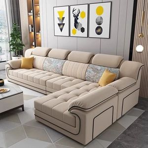 Modern L Shape Fabric <b>Sofa</b> Set Tufted Waterproof Living Room Furniture - Product Image 1