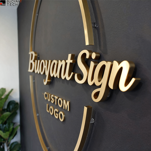 ป้ายโลโก้ติดผนังแบบกำหนดเอง BUOYANT ป้ายโลหะสแตนเลสสีทอง ตัวอักษร 3 มิติ สำหรับใช้งานภายนอกและภายในอาคาร สำนักงาน <span class=keywords><strong>ร้าน</strong></span>ค้า - Product Image 1