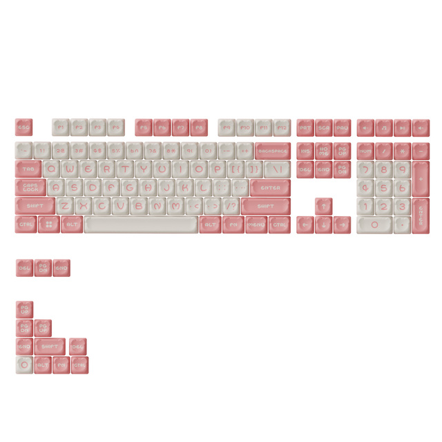 Akko Sakura Bear Keycap Set 122-Key Custom PBT Keycaps OEM Pink Keycaps for DIY Keyboard