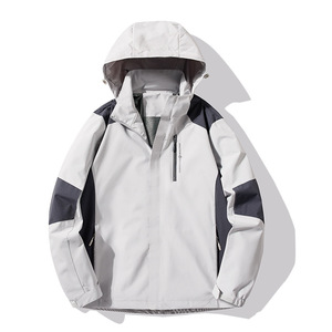 Giacca a vento da <span class=keywords><strong>uomo</strong></span> con Logo personalizzato a tinta unita Aoyema giacca impermeabile con cappuccio rimovibile giacche taglie forti - Product Image 3