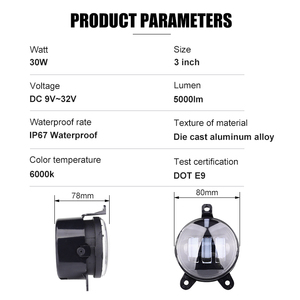 Đèn LED RCJ 30W, Đèn LED chiếu xa ô tô, Đèn sương mù LED ô tô, Đèn sương mù/chiếu xa LED tự động - Product Image 6