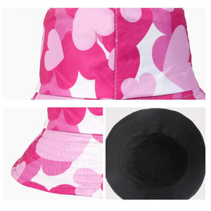 Gorras y Sombreros Reversibles con Estampado para Niños, Hombres y Mujeres, Sombrero de Pesca para Viajes al Aire Libre, Sombreros Coloridos con Corazones y Logotipo Personalizado - Product Image 3