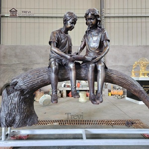 Statua in Bronzo TREVI di Ragazzo e Ragazza che Leggono per Decorazione di Parchi Pubblici - Product Image 2