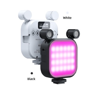 Portable RGB LED Video <b>Light</b> Full Color RGB Bi Color Vlog Fill Lighting LED <b>Wireless</b> Stereo Lavalier Microphone Mic <b>Light</b> - Product Image 4