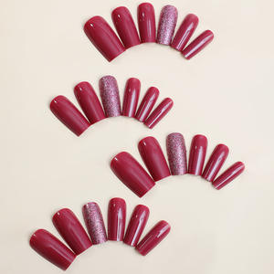 Autocollants pour <span class=keywords><strong>ongles</strong></span> portables rectangulaires à succès, <span class=keywords><strong>faux</strong></span> <span class=keywords><strong>ongles</strong></span> à paillettes <span class=keywords><strong>bordeaux</strong></span>, vente en gros, pointes d'<span class=keywords><strong>ongles</strong></span> prêtes à l'emploi - Product Image 3