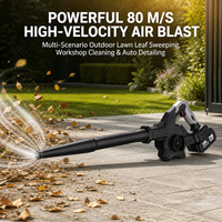 Souffleur de feuilles sans fil 21V 525W sans balais 3-en-1 : souffleur, aspirateur et gonfleur, vitesse du vent 80 ms, 4 vitesses pour pelouse, jardin, voiture, atelier