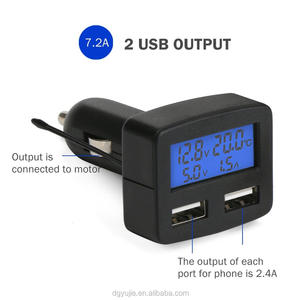 3 in 1 voltmetro termometro blu rosso LED DC 24V 12V <span class=keywords><strong>presa</strong></span> <span class=keywords><strong>accendisigari</strong></span> 2.1A <span class=keywords><strong>USB</strong></span> caricabatterie <span class=keywords><strong>per</strong></span> auto bus - Product Image 2