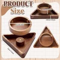Bol à pistaches en bois d'acacia double couche magnétique de qualité supérieure avec support de rangement pour les coquilles, bol triangulaire pour les noix et les graines de tournesol