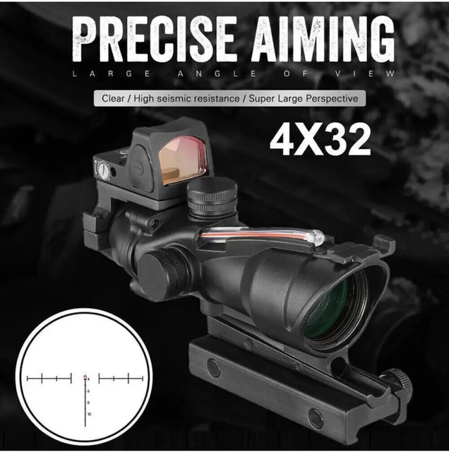 4x32 ACO Optic Scope Fiber Red Illuminated Optic Sight With Red Dot Sight