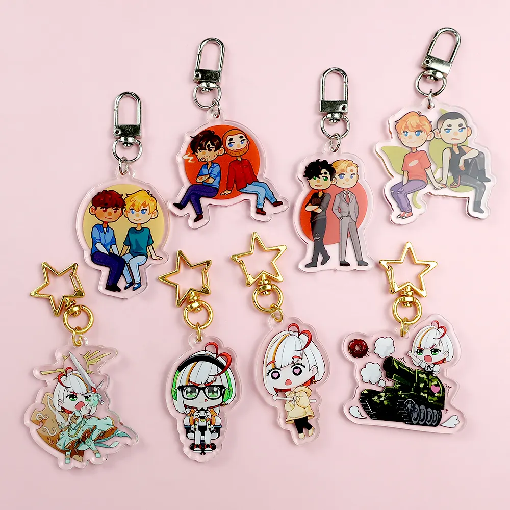 Wholesale Acrylic Keychain Maker anime Custom Printing glitter Clear Logo epoxy plastic key chains charm holographic for Gifts