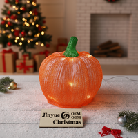 Ornement de citrouille d'Halloween 3D, figurine en acrylique orange lumineuse à LED, pailletée, étanche IP44, commande manuelle, jardin, cour, automne