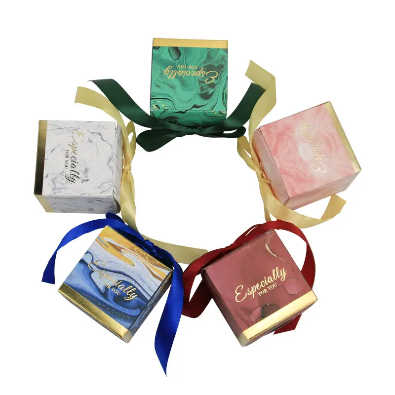 Nuovo design venduto a caldo multi colore matrimonio compleanno baby shower party paper candy confezione regalo con nastro
