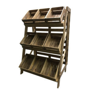 Estante de exhibición de vino de madera maciza para bebidas para tienda minorista - Product Image 1