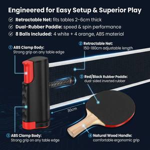 Raquette de <span class=keywords><strong>tennis</strong></span> de <span class=keywords><strong>table</strong></span> ergonomique avec caoutchouc à haute rotation, revêtement en caoutchouc très adhérent pour des rotations intenses - Product Image 6