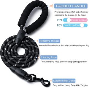 Factory Custom Logo Solid Luxury Smart Strong Waterproof Comfortable Large Reflective Nylon Round Rope <b>Dog</b> Pet <b>Leash</b> - Product Image 4