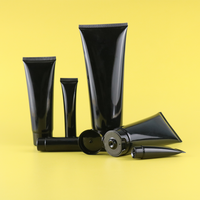 En stock, tube en plastique PE noir, emballage pour nettoyant visage, cosmétique, tube souple à visser