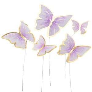Lot de 5 décorations de cupcakes en papier papillon pour gâteaux d'anniversaire et de mariage - Product Image 6