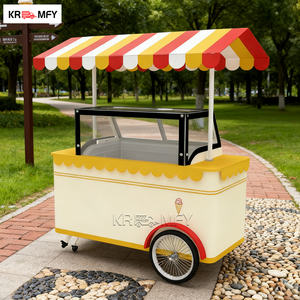 Mobile Ice Cream Cart Towable Food Ice Cream Trolley Outdoor Street Fast Food Rust Resistant Metal <b>Display</b> <b>Case</b> - Product Image 3