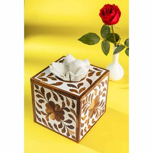 Caja de pañuelos con incrustaciones de hueso puro de diseño para decoraciones de vajilla Cajas de almacenamiento de pañuelos con incrustaciones de hueso de diseño elegante - Product Image 2