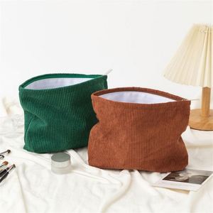 Bolsa de Maquillaje Plegable de Pana Ecológica en Varios Colores, Bolsa de Cosméticos Grande con Cierre Personalizado para Damas, Bolsa de Viaje Portátil - Product Image 4