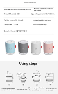 <span class=keywords><strong>Mini</strong></span> Humidificateur d'Air Portable pour Voiture H2O Snow Mountain 500ml, Diffuseur Ultrasonique, Fonctionnement sans Eau 12-18h - Product Image 5