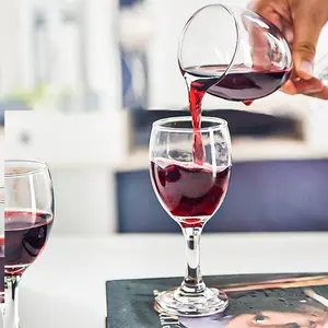 Logo Kustom Gelas Anggur Bening Stem Panjang Kualitas Tinggi Gelas Anggur Merah Putih Gelas Anggur Merah untuk Restoran