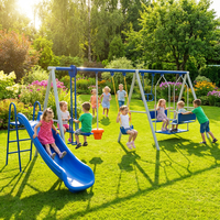 Ensemble de balançoires d'extérieur en plastique BOKE avec toboggan pour enfants de 8 ans et plus, unisexe, jusqu'à 5 utilisateurs, pour la maison et le jardin