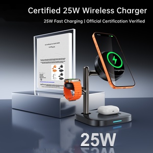Support de <span class=keywords><strong>chargeur</strong></span> sans fil magnétique 3-en-<span class=keywords><strong>1</strong></span> 25W avec fonction de refroidissement semi-conducteur, <span class=keywords><strong>chargeur</strong></span> de bureau pour téléphone, montre et écouteurs - Product Image 5