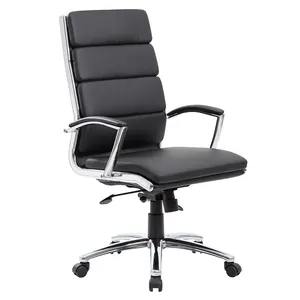 Yüksek kalite benzersiz tasarım Metal çerçeve siyah deri yastıklı döner ofis koltuğu