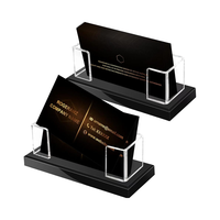 Porte-cartes de visite en acrylique transparent 2 pièces avec présentoir à base noire pour les conférences de bureau de bureau Expositions Réceptions