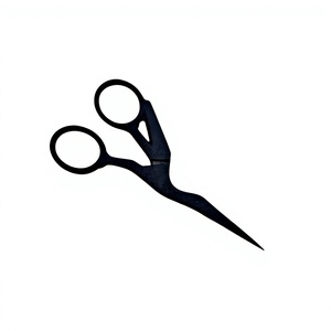 Ciseaux de manucure et ciseaux à cuticules à lame droite style oiseau, couleur noir mat plaqué plasma / Ciseaux à broder - Product Image 4