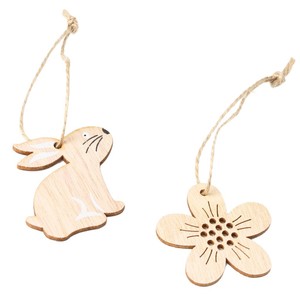 Easter Wooden Bunny And Flower Ornaments Natural Wood Color Nordic Style Home Decoration Indoor Use - Product Image 5