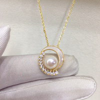 Collier de perles d'eau douce naturelles artisanales délicates, pendentif en coquillages marins naturels, perles Fritillaria, étoile et lune, vente en gros