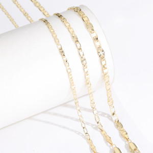 Collar de Clavícula con Patrón Delicado para Mujer, Latón, Chapado en Oro de <span class=keywords><strong>14k</strong></span>, Cadena con Forma de Nariz de Cerdo, Venta al por Mayor de Joyería CM - Product Image 3