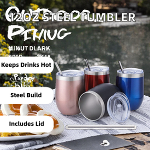 12oz Stainless Steel Classic Back School Travel Wine Tumbler Vacuum Insulated <b>Coffee</b> Cup Lid 12-24 Hours Thermal Insulation - Product Image 2