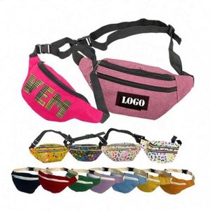 Sac banane unisexe personnalisé en polyester imperméable pour enfants, idéal pour les voyages, le sport, la course à pied, avec fermeture éclair et motif brodé, cadeau promotionnel - Product Image 1