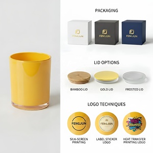 FENGJUN Pot à bougie en verre borosilicate de 21 oz avec logo personnalisé, marque privée, vide, pour aromathérapie, avec couvercle en bois - Product Image 2