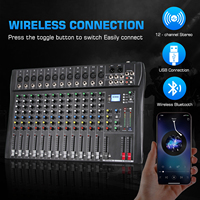 Console de mixage audio professionnelle Biner DT12 avec entrée MP3, alimentation fantôme 48V, 12 canaux