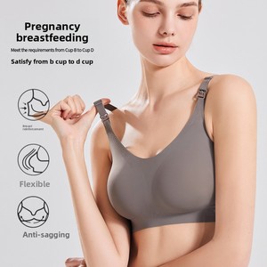 <span class=keywords><strong>Reggiseno</strong></span> Premaman Primavera Estate in Tessuto Leggero con Logo, Senza Ferretto, Spalline Convertibili, Comodo Intimo per <span class=keywords><strong>Allattamento</strong></span> - Product Image 2