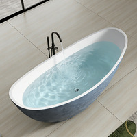 Baignoire autoportante en pierre de travertin au design luxueux, baignoire en résine de pierre artificielle, surface solide pour salle de bain